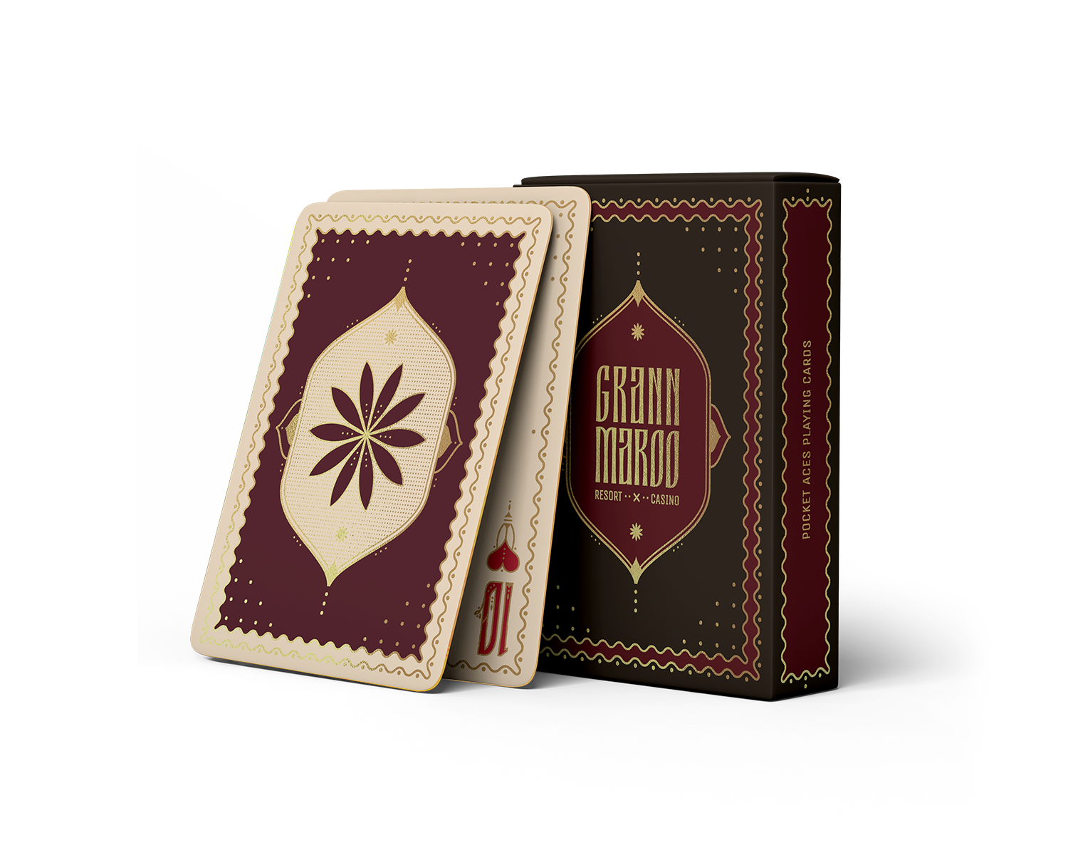 A beautiful 70's inspired deck of cards in a red tuck box