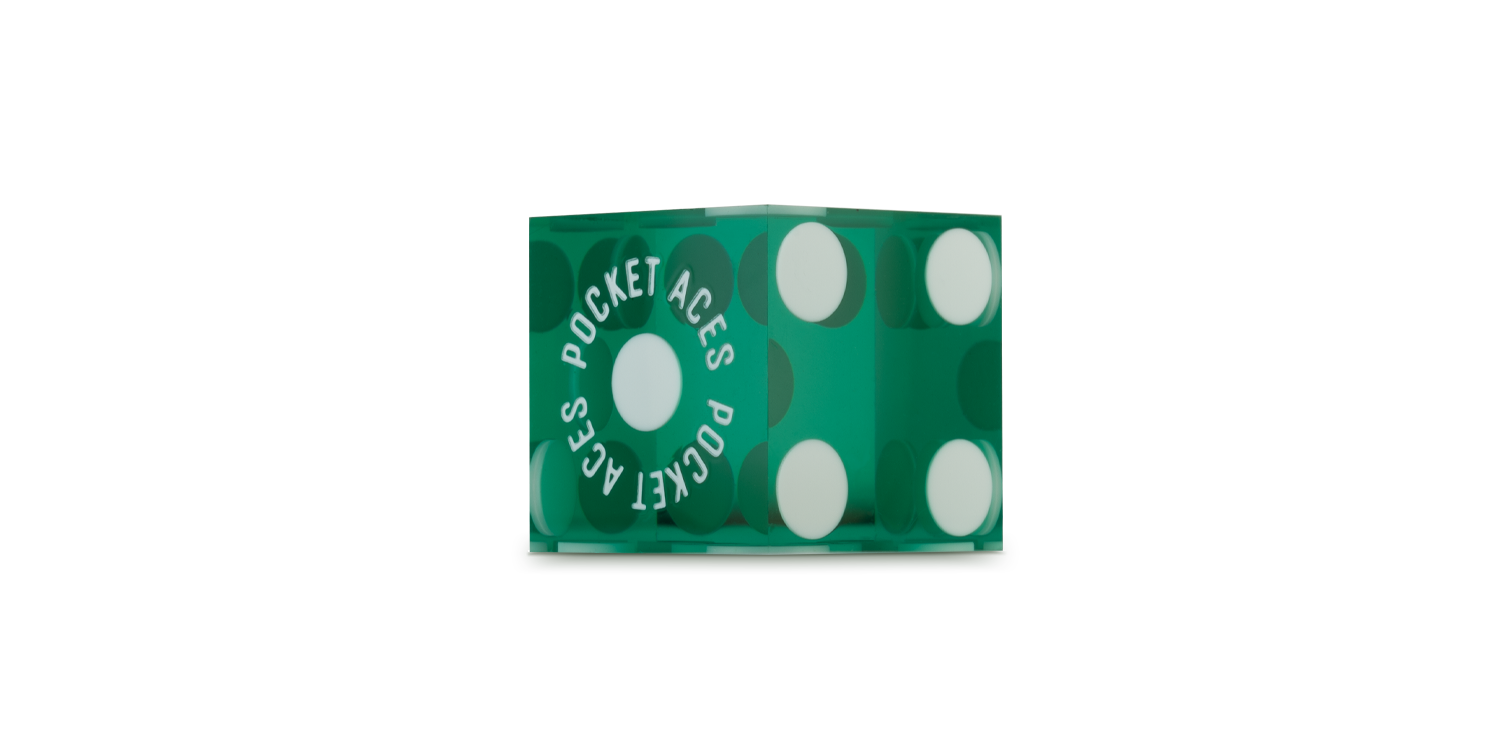A polished die in an evergreen color