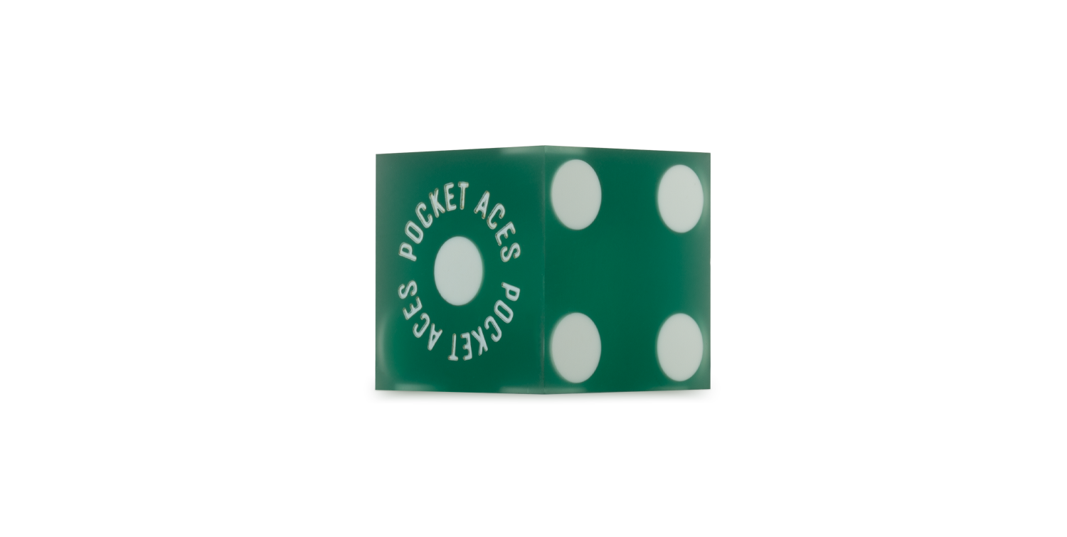A sanded casino die in an evergreen color