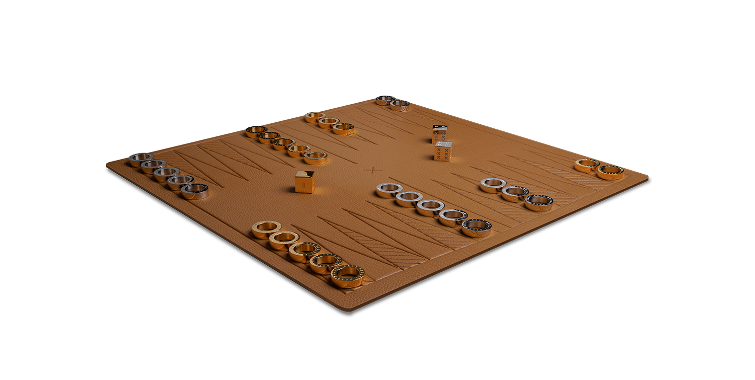 A backgammon set in a camel color