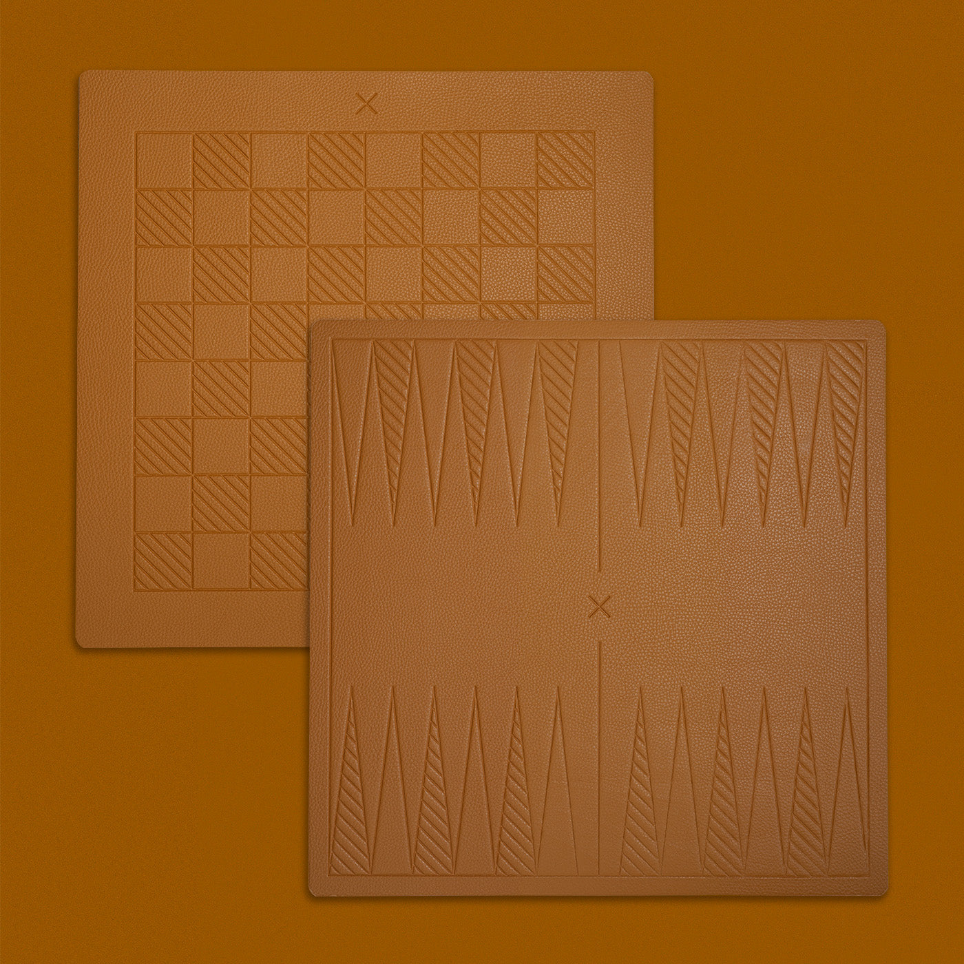 A reversible backgammon and checkers board in a camel color
