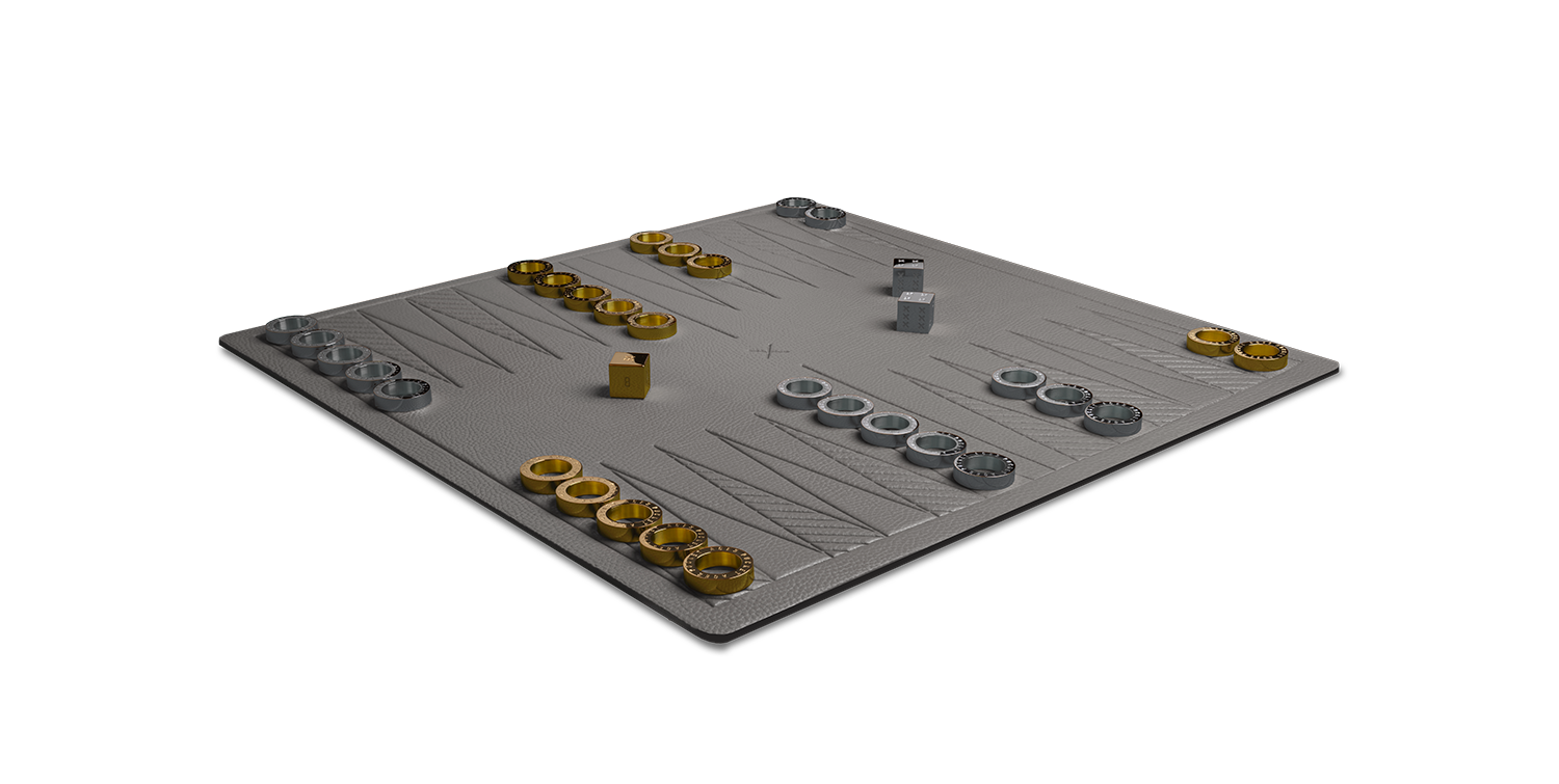 A backgammon set in a fog color