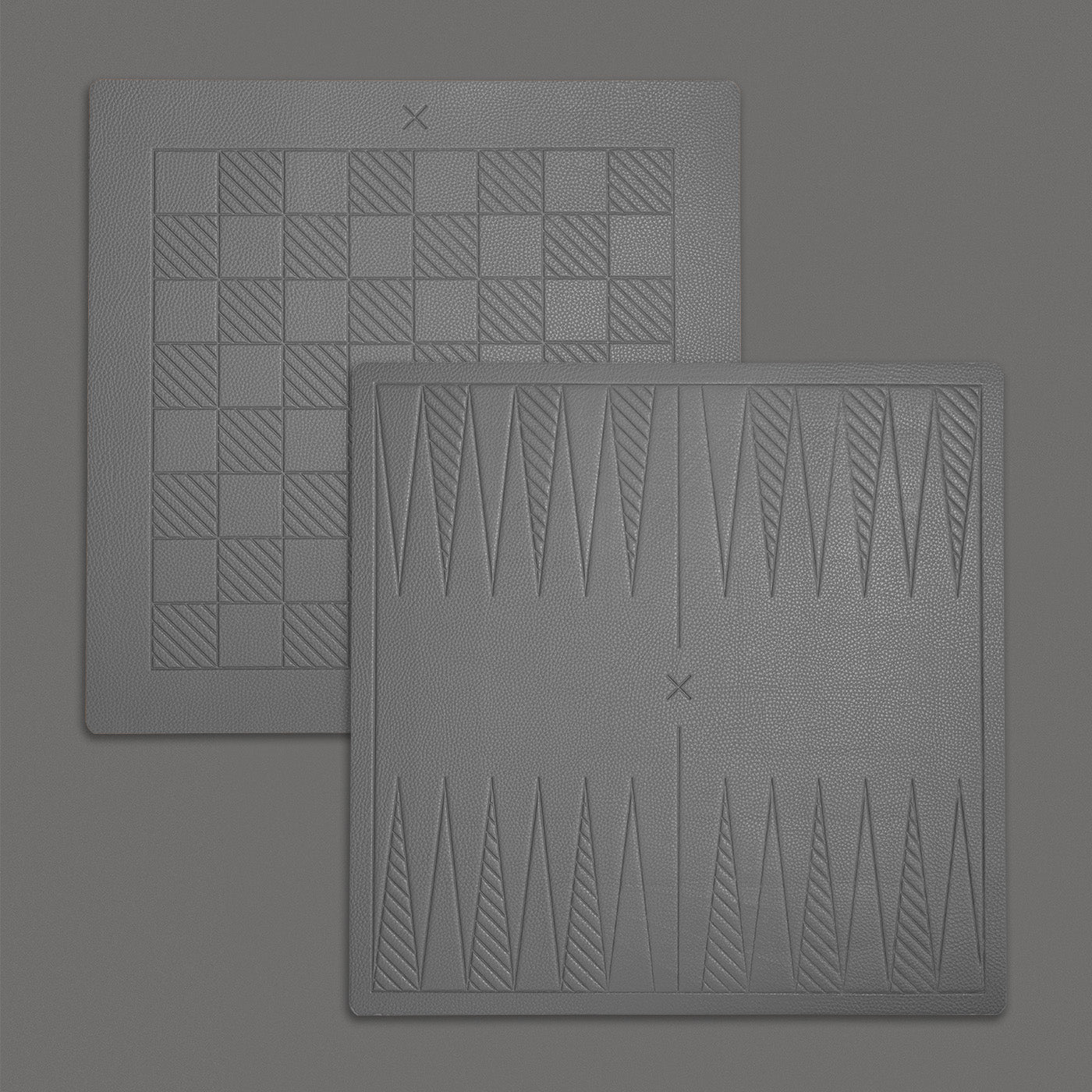 A reversible backgammon and checkers board in a fog color
