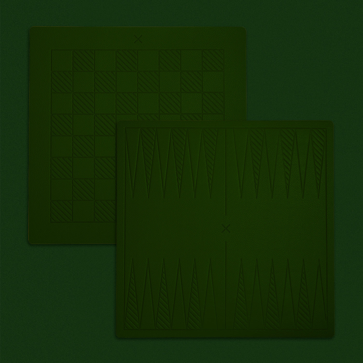 A reversible backgammon and checkers board in a forest color