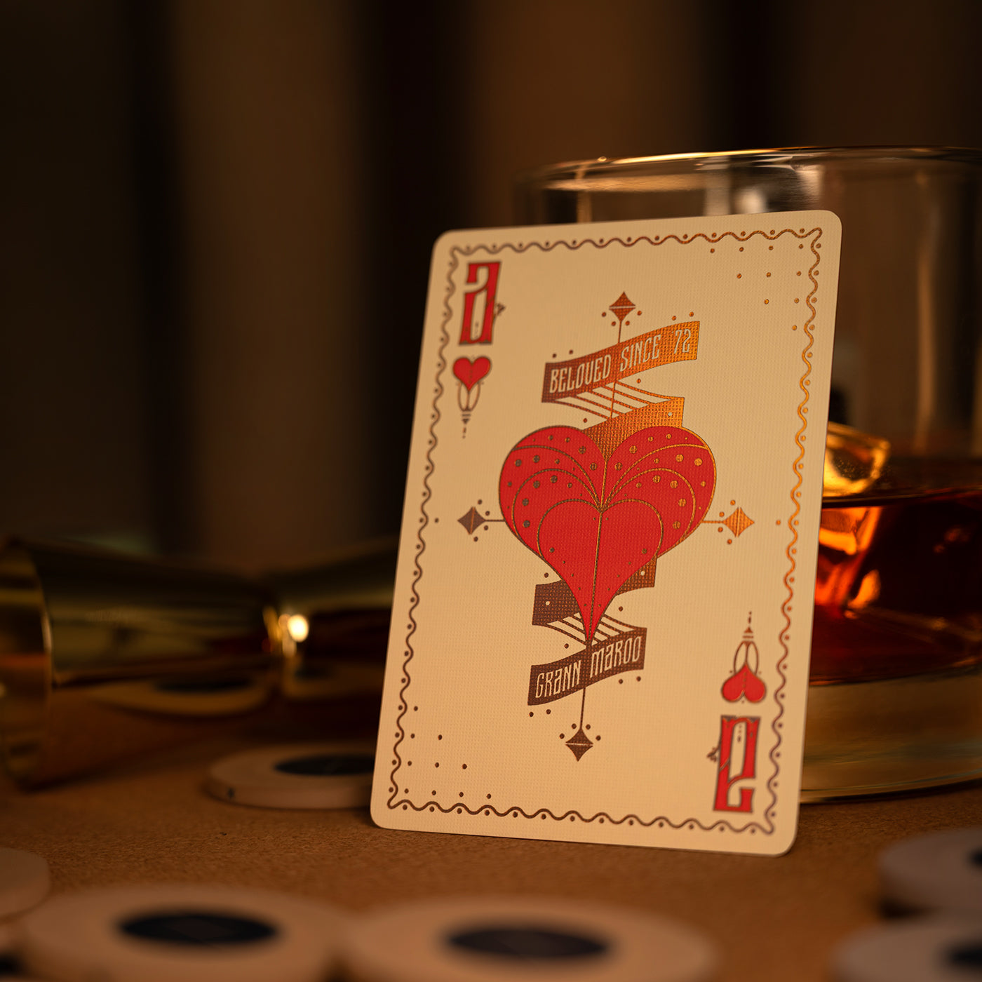 An ace of hearts with beautiful foil accents