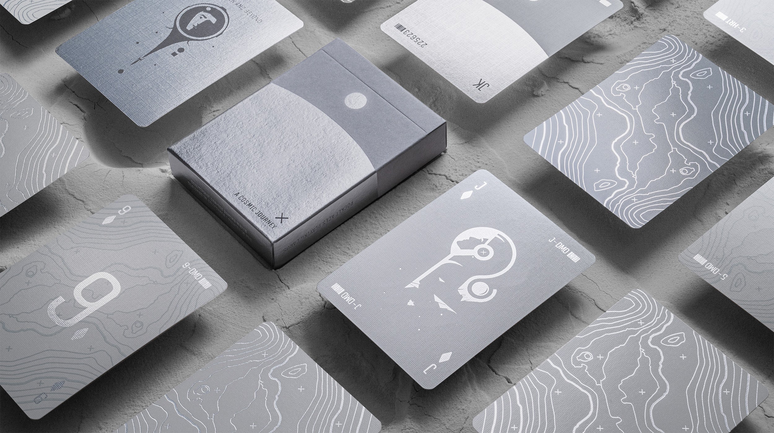 A deck of playing cards on the surface of the moon