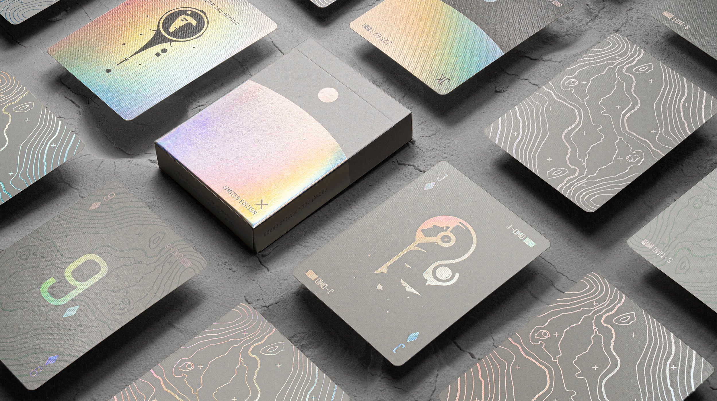 A deck of playing cards on the surface of the moon