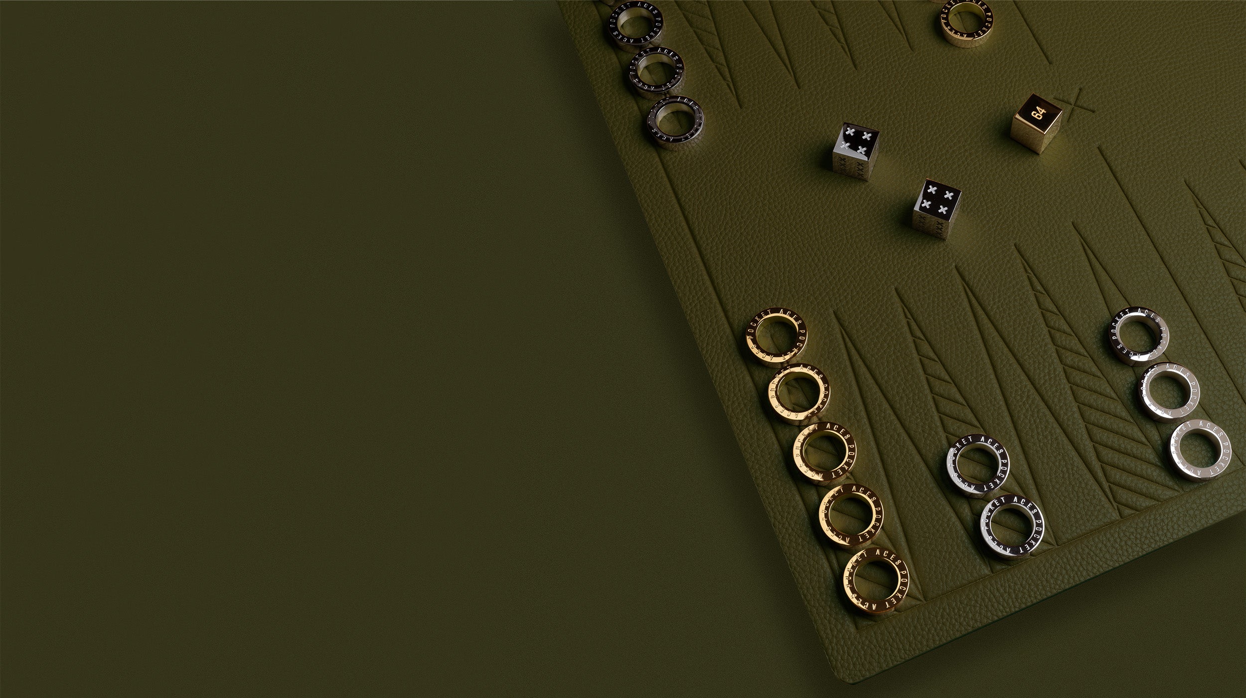 A backgammon set in an olive color