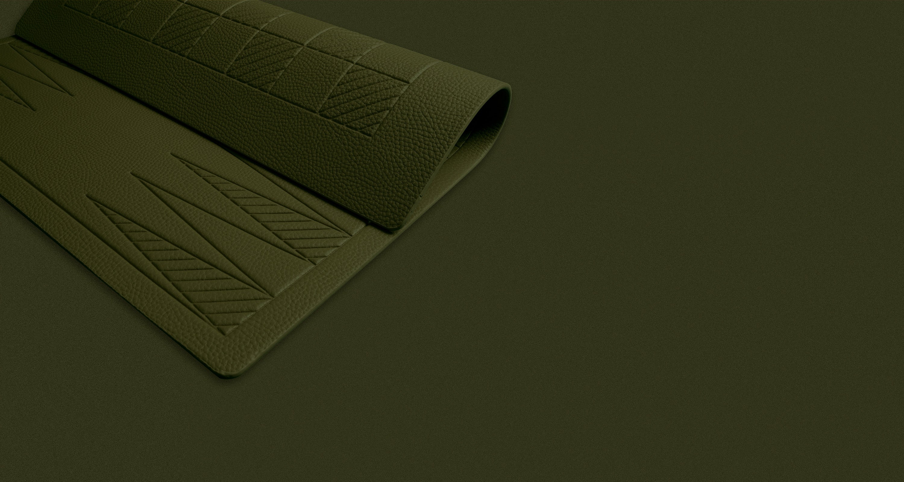 A flexible backgammon and checkers board in an olive color