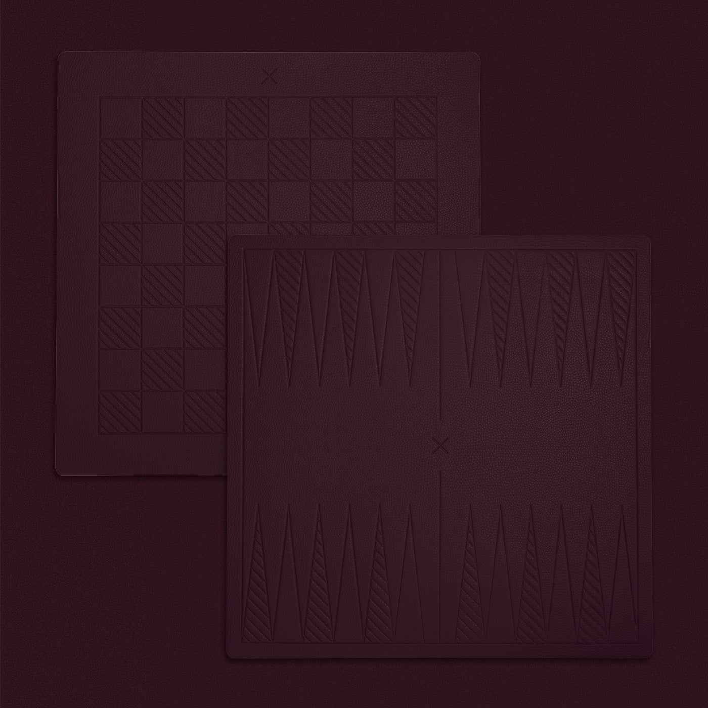 A reversible backgammon and checkers board in a wine color