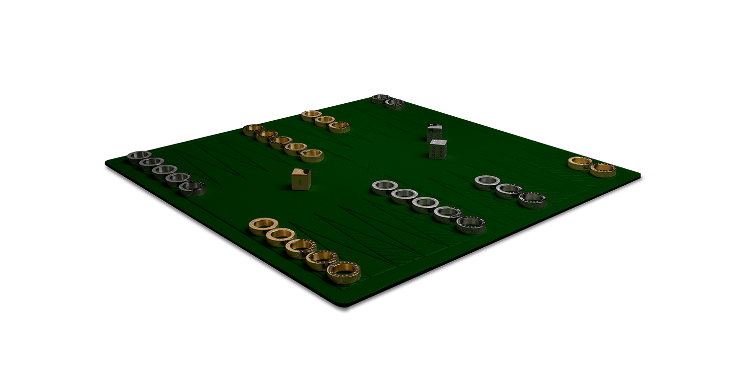 A backgammon set in a forest color