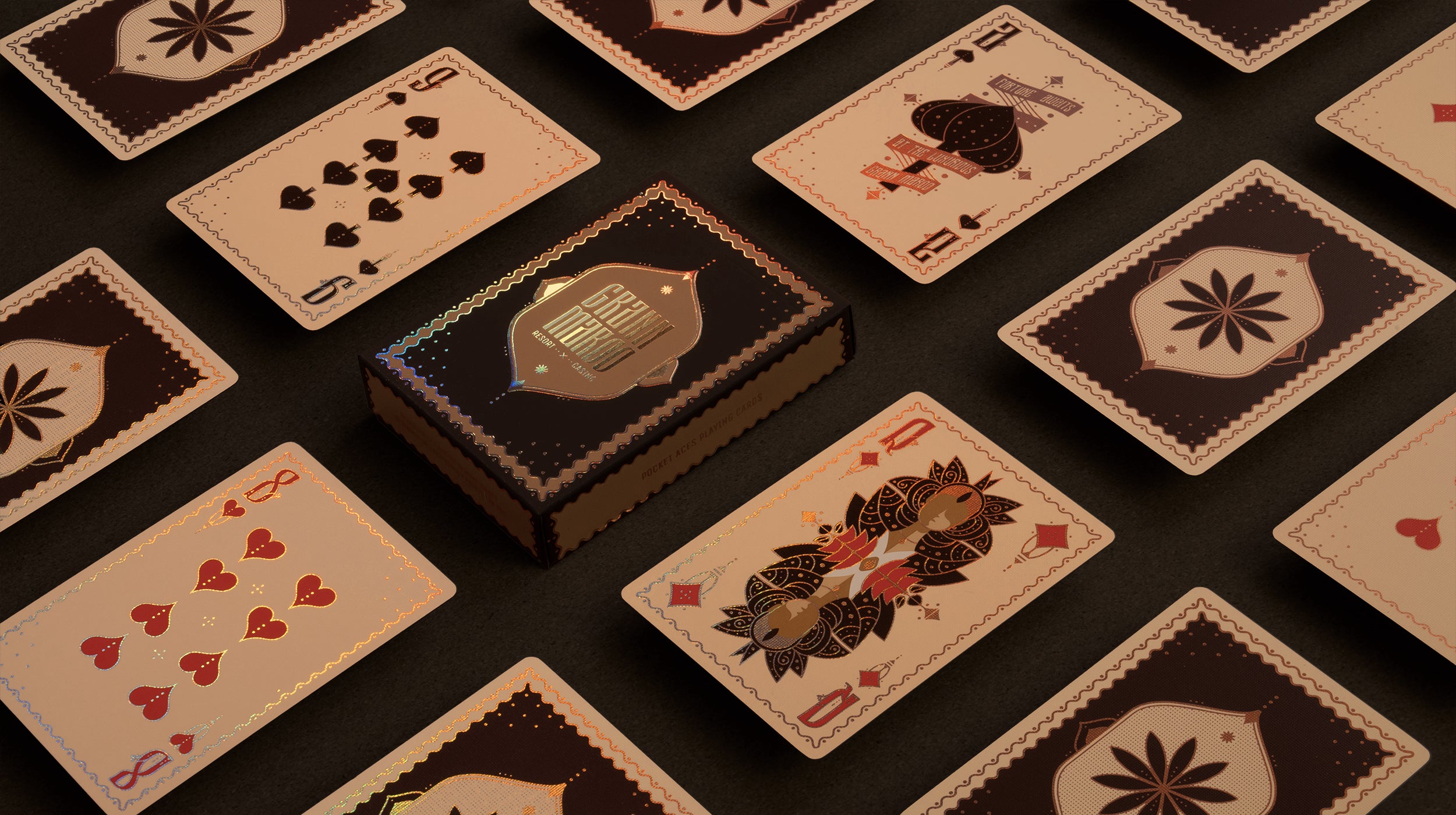 A deck of brown playing cards on a brown background