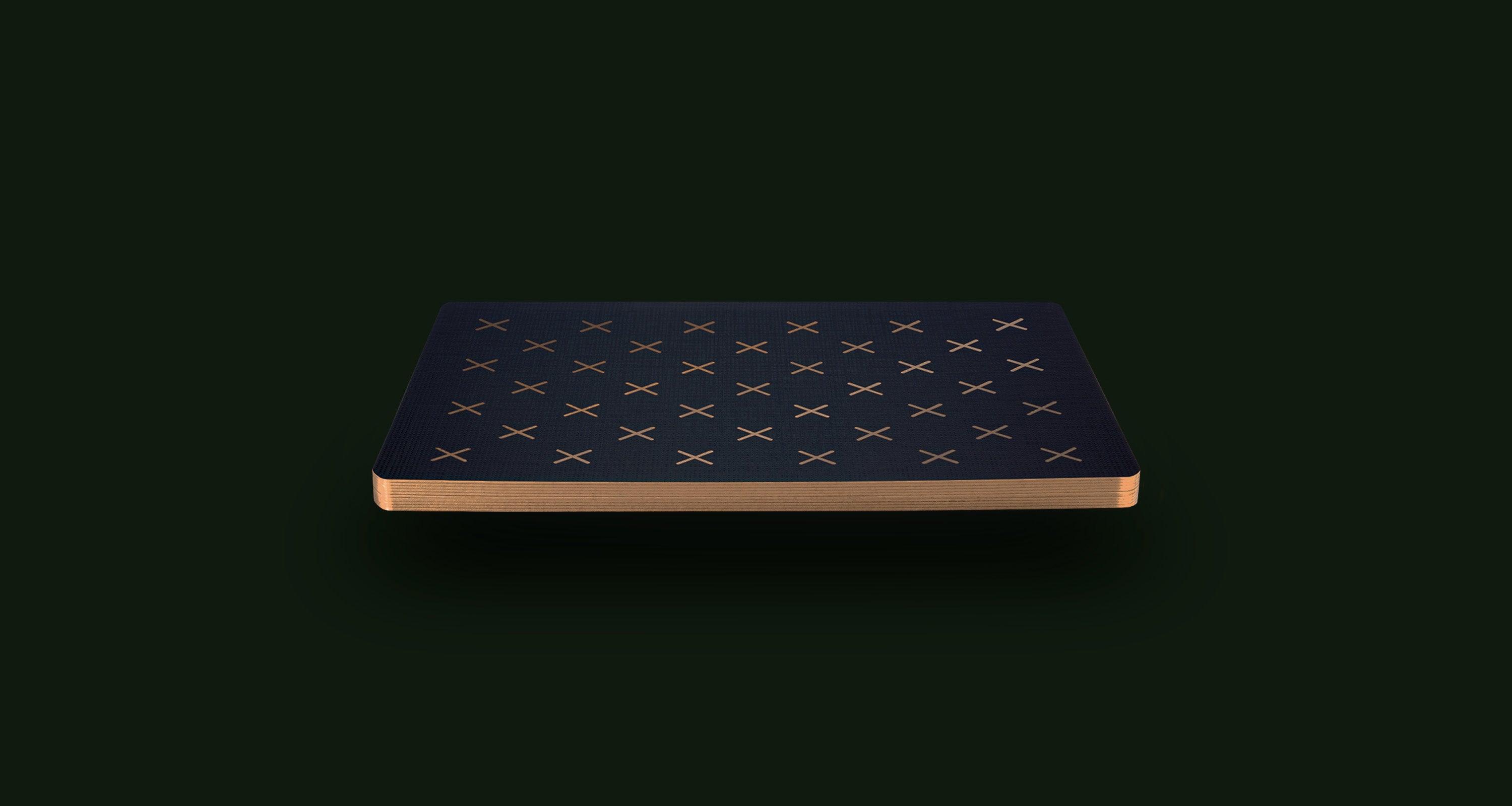 A playing card back floating on a green background