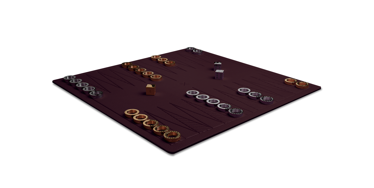 A backgammon set in a wine color